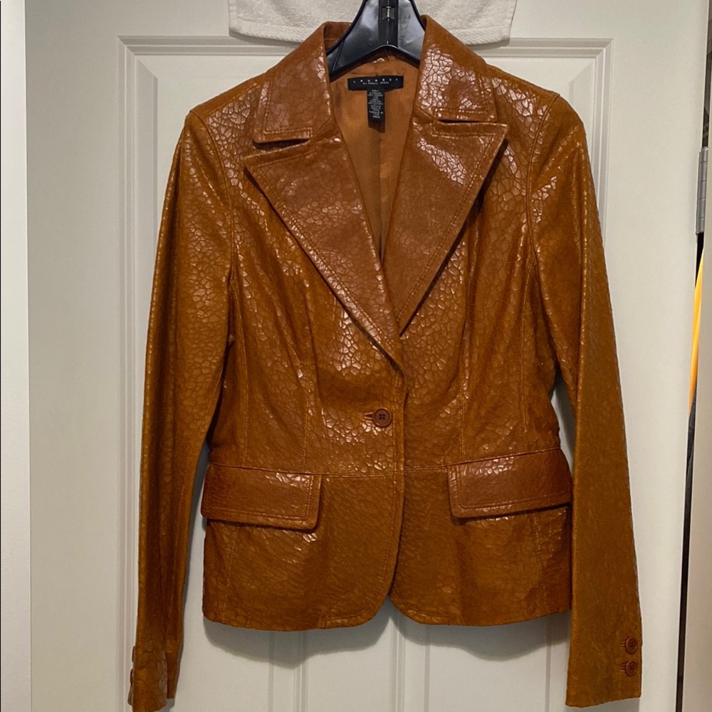 Laundry-Leather Croc-Embossed Blazer
